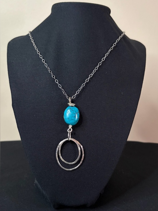 Hand Crafted Jewelry - Sterling Silver Turquoise Argentium Artisan Hand Crafted Necklace